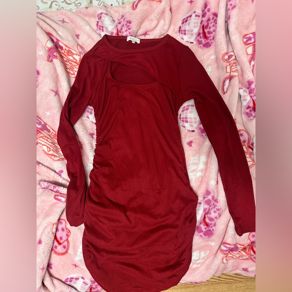Ultra Flirt Red Long Sleeve Dress